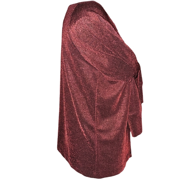 Harley-Davidson Womens Y2K Red Shimmer Button Front Slit Top Made USA Sz M - Picture 5 of 16